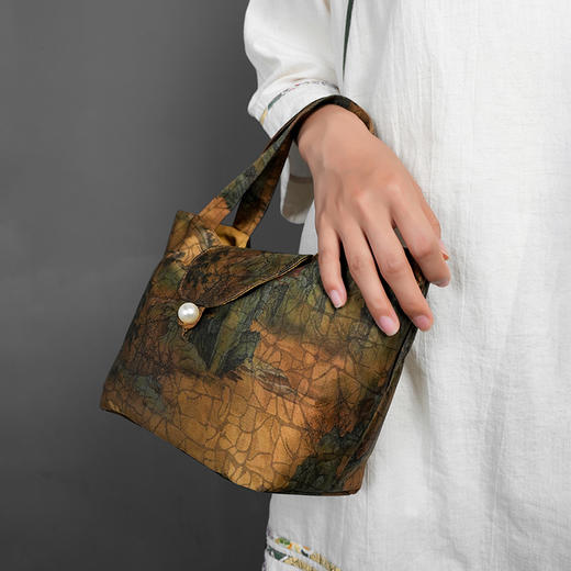 暗香疏影 千里江山茶事包 多功能手提旅行便携茶具收纳包加厚加棉带隔层布袋 商品图1