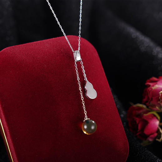 子佩集S925银【福益】套链项链【DSD940】纯银琥珀蓝珀2404 商品图3