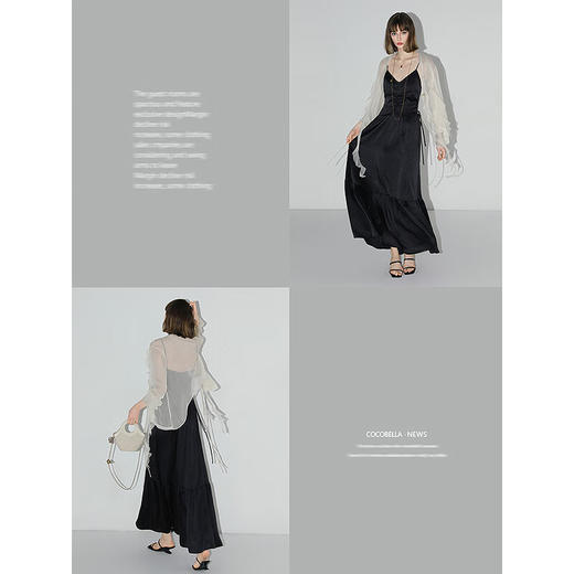 COCOBELLA名媛风10M对丝灵动荷叶边飘带雪纺衫遮阳开衫LC0002E 商品图3