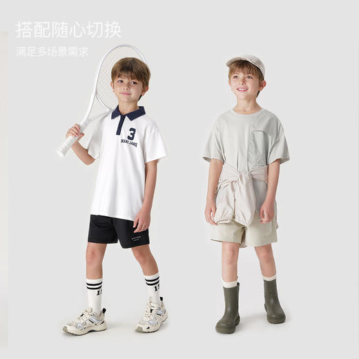 【棉感速干】马克珍妮男女童休闲运动五分速干短裤夏装新款240389 商品图1