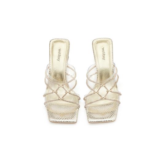 westory夏季新款细中跟方头舒适优雅凉鞋半拖鞋W24BJ62061 商品图4