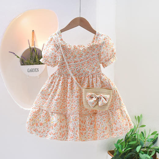 【送包包！】女童夏季连衣裙2024新款儿童碎花裙宝宝公主裙小女孩夏季裙子 商品图2