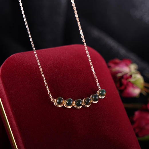 子佩集S925银【雨点波心】套链项链【D862】纯银琥珀镀金蓝珀2404 商品图0