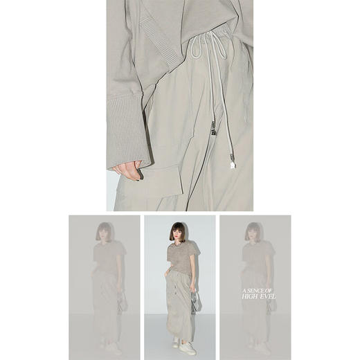 【专属秒杀】COCOBELLA设计感抽绳大口袋工装凤长裙宽松明线半身裙HS3066 商品图2