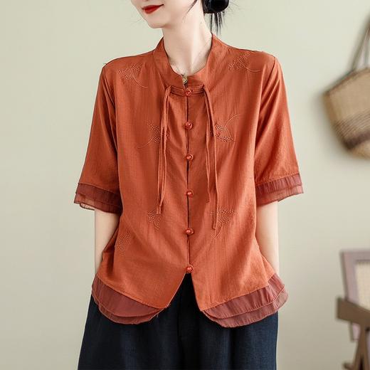 GYH 8369复古短袖中式衬衫时尚洋气小衫T恤 商品图4