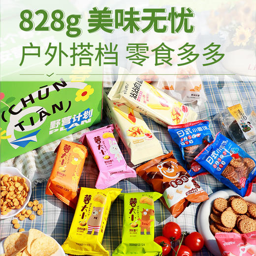 【送踏青扇子！野营计划露营零食大礼包】甄选薯片、曲奇、青团、日式小圆饼、童芯结、薯条、小麻花！风扇礼盒春游的用品网红零食休闲 商品图2