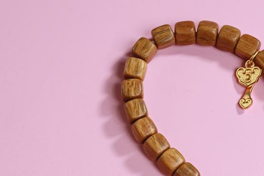 LT0015°绿檀四方来财珠|粉草莓如意吊坠手链手串 商品图5