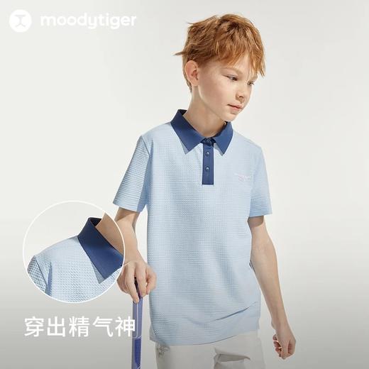 【24年夏新品】【高尔夫系列】moodytiger男童运动polo衫24年春新款拼接透气上衣 商品图3