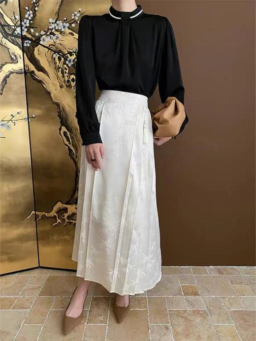 特价促→微瑕 新中式竹叶改良薄款夏季高级感马面裙-喜出 商品图2