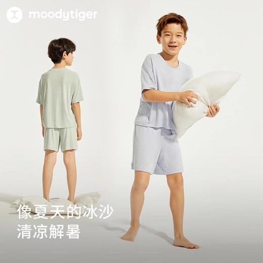 【24年夏新品】moodytiger24年夏季新款儿童舒适夏季素色家居服套装42111201 商品图2