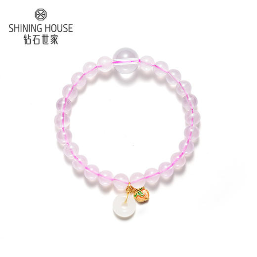 【定价黄金】【限时8折】【现货】钻石世家 足金和田玉水晶手串 芙蓉石/白水晶/和田玉 3D硬金黄金手链手串 商品图1