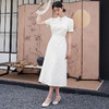 西遇国风收腰A摆连衣裙新款杏色气质提花褶皱新中式女装V0041090 商品缩略图1