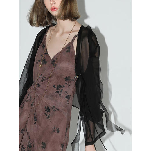 COCOBELLA名媛风10M对丝灵动荷叶边飘带雪纺衫遮阳开衫LC0002D 商品图2