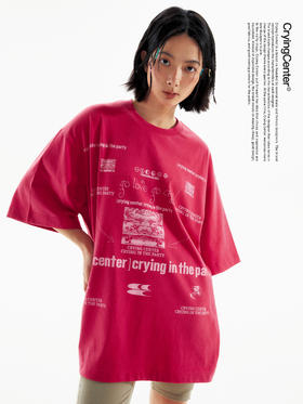 CryingCenter 好多蘑菇玫粉色短袖tee 休闲情侣宽松 哭喊中心
