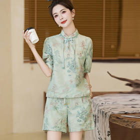 新中式国风套装气质洋气，时尚减龄显瘦短裤两件套HR-QMC6187
