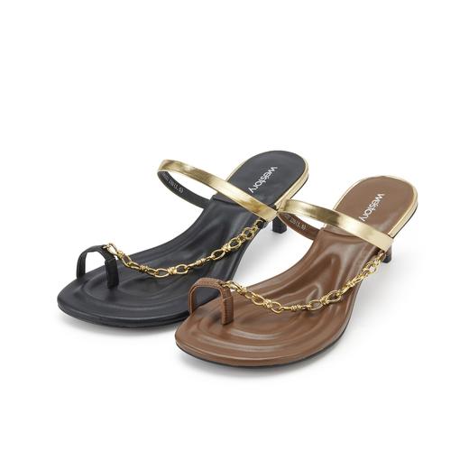 westory夏季新款细中跟圆头舒适优雅凉鞋半拖鞋W24BJ61941 商品图0