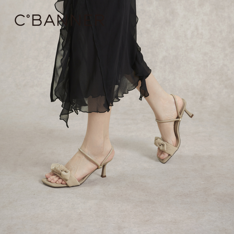 【静音系列】千百度凉拖鞋女款夏季细高跟鞋绝美外穿拖鞋A24354160