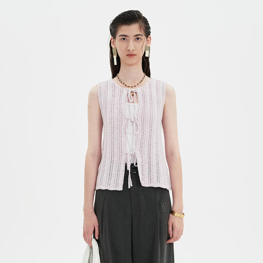 SELFWHO织女系开衫织马甲背心女夏季2024新款镂空设计感马夹上衣 商品图2
