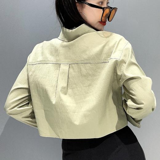 12GD双口袋长袖时尚短款衬衫40205（绿） 春季 402181032105 商品图2