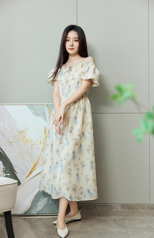 夏梦繁花｜茶歇系带碎花连衣裙 商品图1