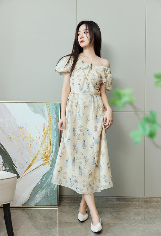 夏梦繁花｜茶歇系带碎花连衣裙 商品图0