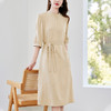QS-82497030冠乐绉重磅真丝连衣裙夏季短袖圆领系带高端桑蚕丝 商品缩略图3