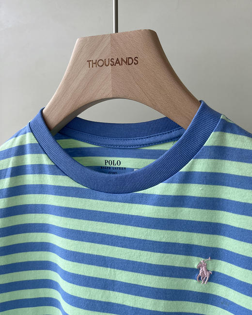 THS 4.28-无 RL家 童装 蓝绿条纹短袖T恤 CH054 商品图1