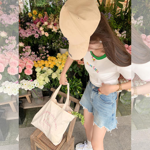 <曾小咸推荐>【现货】【女团私服】彩色边短袖T恤 商品图3