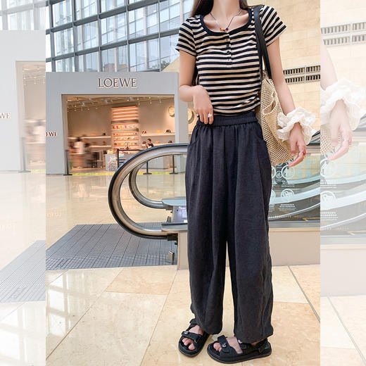 <曾小咸推荐>【条纹演绎】黑色条纹短袖 商品图2