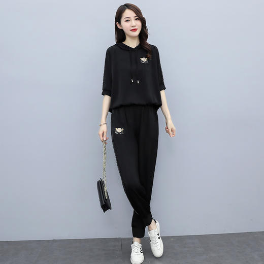 休闲时尚洋气气质显瘦，小个子薄款冰丝运动套装HR-YWY8813 商品图3