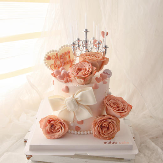 女士款 复古烛台 卡布奇诺鲜花 翻糖蝴蝶结 商品图0