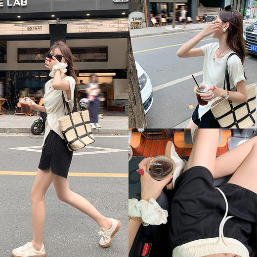 <曾小咸推荐>【简约随性】开叉短袖T恤 商品图4