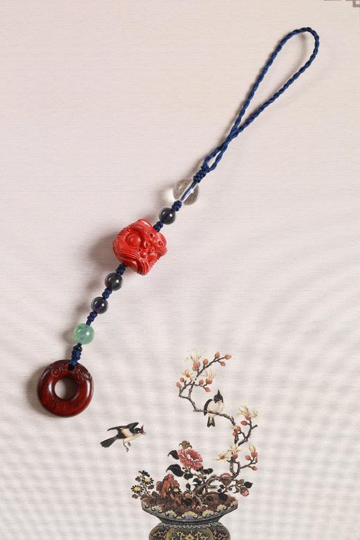 GJXJ0343°紫檀【龙环+醒狮】钥匙扣 商品图1