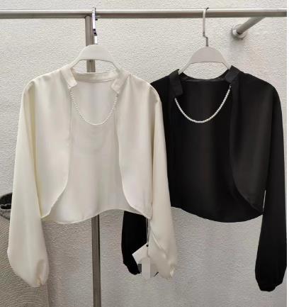 【门店同款】ENJOY夏季浪漫-气质珍珠链披肩上衣 157503984 商品图0