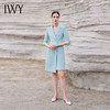 IWY/蓝绿色职业装西装领连衣裙女气质双排扣修身显瘦美容师工作服Q14253 商品缩略图4