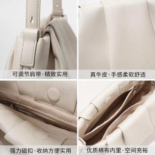 新款褶皱云朵包韩系小众真皮腋下包高级感通勤单肩包牛皮时尚女包 商品图3