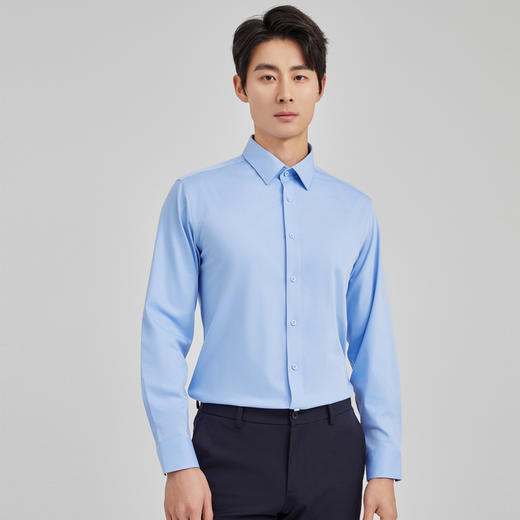 【易打理】圣得西男士长袖衬衫春秋新款中青年商务弹力衬衣 商品图1