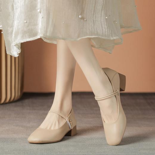 ZHR则则浅口优雅休闲单鞋2024春夏新款法式温柔玛丽珍软底粗跟女 商品图1