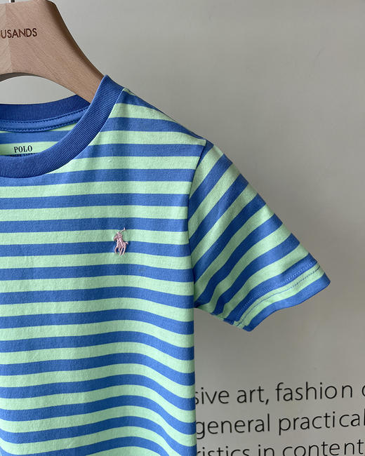 THS 4.28-无 RL家 童装 蓝绿条纹短袖T恤 CH054 商品图2