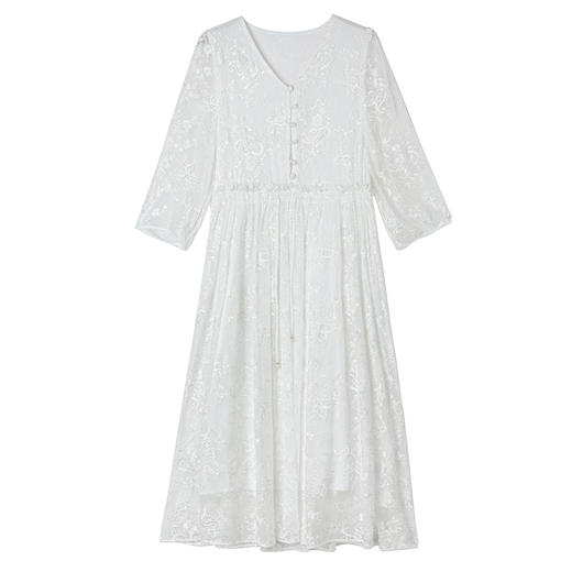 ASE-25001夏季印花气质知性百搭时尚真丝连衣裙 商品图4