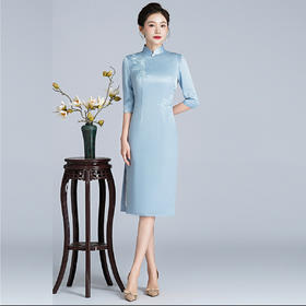气质年轻款改良连衣裙，中国风刺绣醋酸旗袍LHS-20270