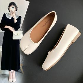 ZHR夏季新款外穿休闲平底浅口法式猪蹄鞋软底女鞋分趾豆豆鞋配裙