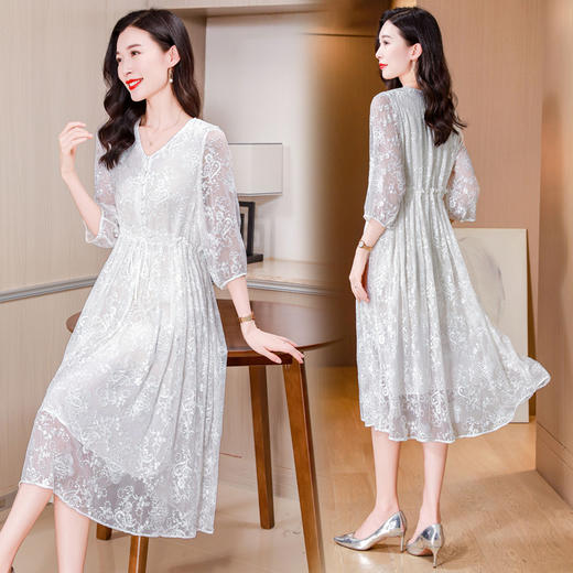 ASE-25001夏季印花气质知性百搭时尚真丝连衣裙 商品图2