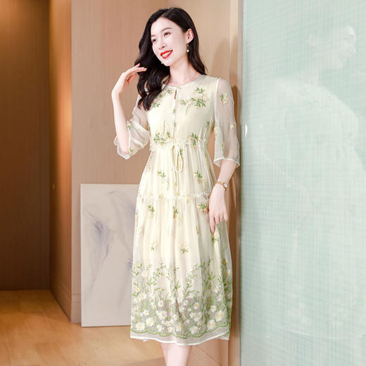 ASE-25003夏季优雅知性百搭气质时尚真丝连衣裙 商品图3