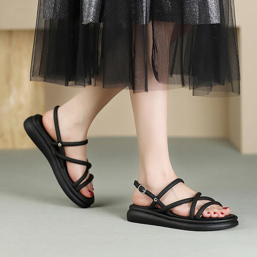 ZHR软底防滑仙女罗马凉鞋2024夏季新款休闲外穿沙滩平底鞋配裙子 商品图1