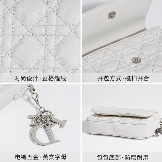 新款韩系小羊皮菱格链条包包高级感贵妇手机包时尚百搭真皮斜挎包 商品图3