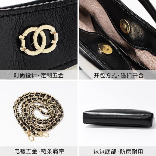 头层油蜡皮手提包2024新款化妆包轻奢感时尚百搭小香风菱格单肩包 商品图3