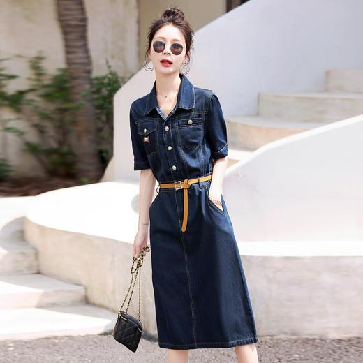 HR WY99559气质时尚简约修身显瘦牛仔连衣裙 商品图1