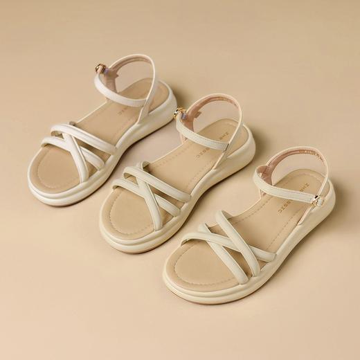 ZHR休闲简约外穿凉鞋女2024新款法式罗马细带平底优雅仙女风女鞋 商品图2