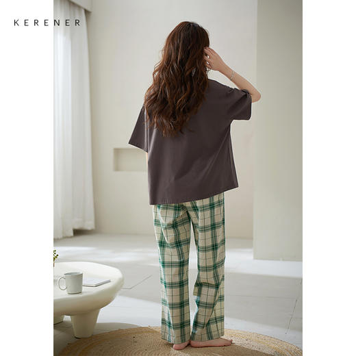 可人儿夏季纯棉睡衣女士夏天薄款卡通小胸短袖长裤少女家居服套装 商品图4